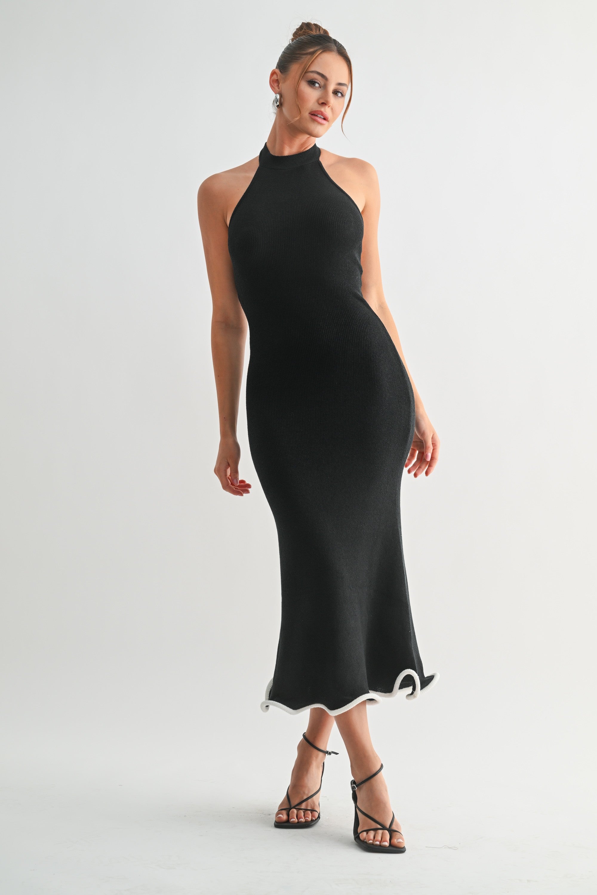 パーティードレス Selene Halter Neck Ruched Dress Selene Midi Dress – Lu Bella Boutique